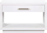 Avery Contemporary Night Stand with Rich Ash Veneer, Versatile Handles, and Stylish Storage Drawer