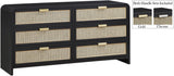 Sage Contemporary Dresser with Rich Wood Frame and Natural Cane Details for Modern Bedroom Style