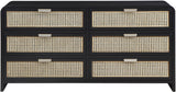 Sage Contemporary Dresser with Rich Wood Frame and Natural Cane Details for Modern Bedroom Style