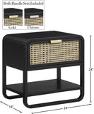 Sage Contemporary Night Stand with Natural Cane Drawer Front and Versatile Handle Options