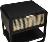 Sage Contemporary Night Stand with Natural Cane Drawer Front and Versatile Handle Options