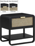 Sage Contemporary Night Stand with Natural Cane Drawer Front and Versatile Handle Options