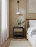 Sage Contemporary Night Stand with Natural Cane Drawer Front and Versatile Handle Options