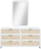 Sage Wood Mirror with Contemporary Design and Natural Cane Details for Your Stylish Bedroom Decor