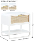 Sage Contemporary Night Stand with Natural Cane Drawer Front and Versatile Handle Options