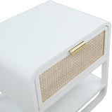 Sage Contemporary Night Stand with Natural Cane Drawer Front and Versatile Handle Options