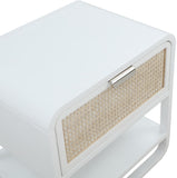 Sage Contemporary Night Stand with Natural Cane Drawer Front and Versatile Handle Options