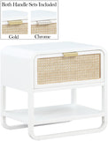 Sage Contemporary Night Stand with Natural Cane Drawer Front and Versatile Handle Options