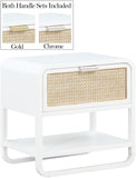 Sage Contemporary Night Stand with Natural Cane Drawer Front and Versatile Handle Options