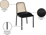 Atticus Mid Century Dining Chair Set of 2 – Elegant Boucle Upholstered Design with Rattan Back