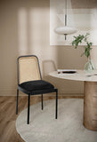 Atticus Mid Century Dining Chair Set of 2 – Elegant Boucle Upholstered Design with Rattan Back