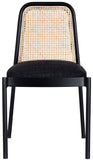 Atticus Mid Century Dining Chair Set of 2 – Elegant Boucle Upholstered Design with Rattan Back