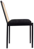 Atticus Mid Century Dining Chair Set of 2 – Elegant Boucle Upholstered Design with Rattan Back