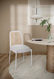 Atticus Mid Century Dining Chair Set of 2 – Elegant Boucle Upholstered Design with Rattan Back
