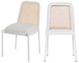 Atticus Mid Century Dining Chair Set of 2 – Elegant Boucle Upholstered Design with Rattan Back
