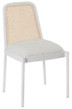 Atticus Mid Century Dining Chair Set of 2 – Elegant Boucle Upholstered Design with Rattan Back