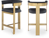 Romeo Counter Stool Set - Modern Vegan Leather Design with Elegant Brushed Gold Frame for Dining Rooms