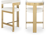 Romeo Counter Stool Set - Modern Vegan Leather Design with Elegant Brushed Gold Frame for Dining Rooms