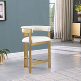 Romeo Counter Stool Set - Modern Vegan Leather Design with Elegant Brushed Gold Frame for Dining Rooms
