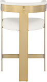 Romeo Counter Stool Set - Modern Vegan Leather Design with Elegant Brushed Gold Frame for Dining Rooms