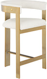 Romeo Counter Stool Set - Modern Vegan Leather Design with Elegant Brushed Gold Frame for Dining Rooms