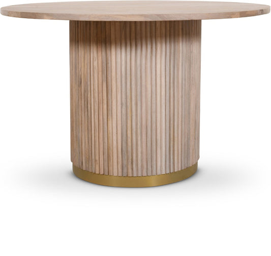 Oakhill Mango Wood Dining Table - Elegant Contemporary Design with Brushed Gold Base & Natural Finish