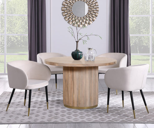 Oakhill Mango Wood Dining Table - Elegant Contemporary Design with Brushed Gold Base & Natural Finish