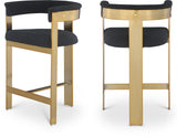 Romeo Counter Stool Set - Modern Vegan Leather Design with Elegant Brushed Gold Frame for Dining Rooms