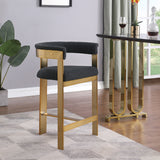 Romeo Counter Stool Set - Modern Vegan Leather Design with Elegant Brushed Gold Frame for Dining Rooms