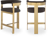 Romeo Counter Stool Set - Modern Vegan Leather Design with Elegant Brushed Gold Frame for Dining Rooms