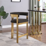 Romeo Counter Stool Set - Modern Vegan Leather Design with Elegant Brushed Gold Frame for Dining Rooms