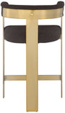 Romeo Counter Stool Set - Modern Vegan Leather Design with Elegant Brushed Gold Frame for Dining Rooms