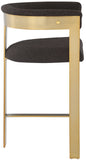 Romeo Counter Stool Set - Modern Vegan Leather Design with Elegant Brushed Gold Frame for Dining Rooms
