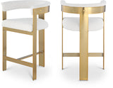 Romeo Counter Stool Set - Modern Vegan Leather Design with Elegant Brushed Gold Frame for Dining Rooms