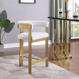 Romeo Counter Stool Set - Modern Vegan Leather Design with Elegant Brushed Gold Frame for Dining Rooms