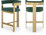 Romeo Counter Stool Set - Modern Vegan Leather Design with Elegant Brushed Gold Frame for Dining Rooms