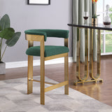Romeo Counter Stool Set - Modern Vegan Leather Design with Elegant Brushed Gold Frame for Dining Rooms