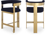 Romeo Counter Stool Set - Modern Vegan Leather Design with Elegant Brushed Gold Frame for Dining Rooms