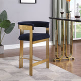 Romeo Counter Stool Set - Modern Vegan Leather Design with Elegant Brushed Gold Frame for Dining Rooms