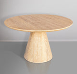 Linette Solid White Oak Mid Century Dining Table with Elegant Tapered Base & Rustic Finish