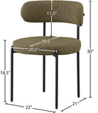 Beacon Olive Green Boucle Dining Chair Set - Cozy Modern Design with Sturdy Iron Frame - 2 Pieces