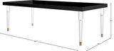 Bethany Contemporary Dining Table with Glossy Finish and Clear Acrylic Legs for Elegant Spaces