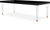 Bethany Contemporary Dining Table with Glossy Finish and Clear Acrylic Legs for Elegant Spaces