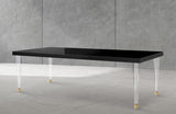 Bethany Contemporary Dining Table with Glossy Finish and Clear Acrylic Legs for Elegant Spaces