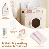 ROBUD Wooden Washing Machine Toy with Spinning Drum
