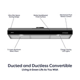 CIARRA 30 inch Insert Hood Under Cabinet Range Hood with 200 CFM Powerful Airflow & 3-Speed Fan, Quiet OperationCAB75905-OW