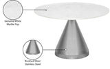 Emery Contemporary Dining Table with Genuine Marble Top and Stainless Steel Base for Modern Homes