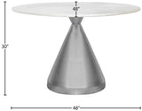 Emery Contemporary Dining Table with Genuine Marble Top and Stainless Steel Base for Modern Homes