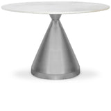 Emery Contemporary Dining Table with Genuine Marble Top and Stainless Steel Base for Modern Homes