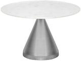 Emery Contemporary Dining Table with Genuine Marble Top and Stainless Steel Base for Modern Homes